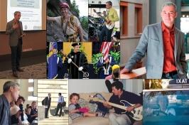 collage of stephen bird showing him as musician, taxi driver, father, and lecturer